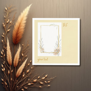 Serviette En Papier monogramme floral minimaliste beige doux