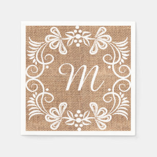 Serviette En Papier Monogramme Floral Russe Burlap Initiale