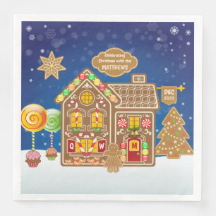 Serviette En Papier Monogramme Gingerbread Maison Cookies de Noël Bon