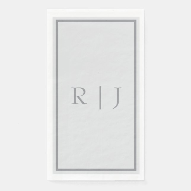 Serviette En Papier Monogramme gris clair gris foncé teinte cool maria (Devant)