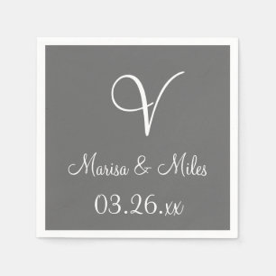Serviette En Papier Monogramme Gris gris Gris Basique Papier couleur s