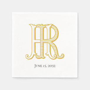 Serviette En Papier Monogramme HR ou Napkins de monogramme RH