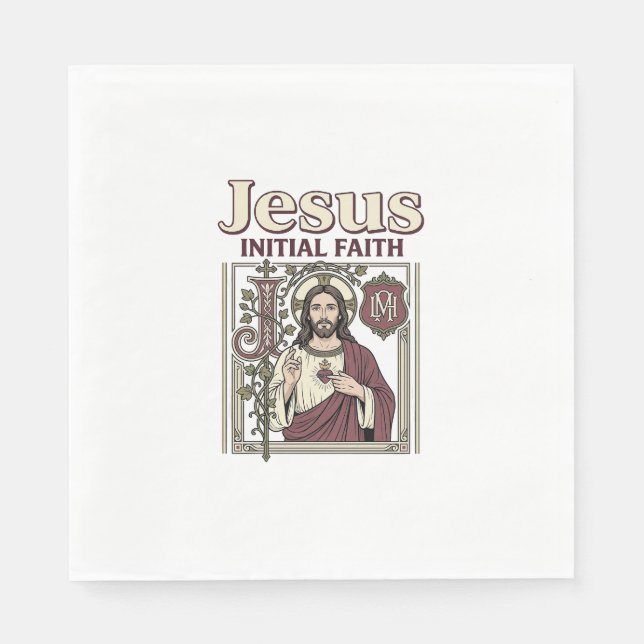 Serviette En Papier Monogramme initial de Jésus Foi Monogramme initial (Devant)