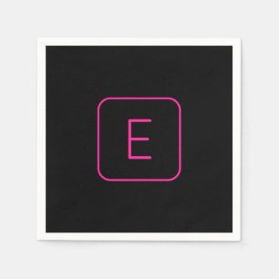 Serviette En Papier Monogramme Initial De Style Moderne Rose Et Noir