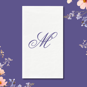 Serviette En Papier Monogramme Initial Élégant Bleu Marine