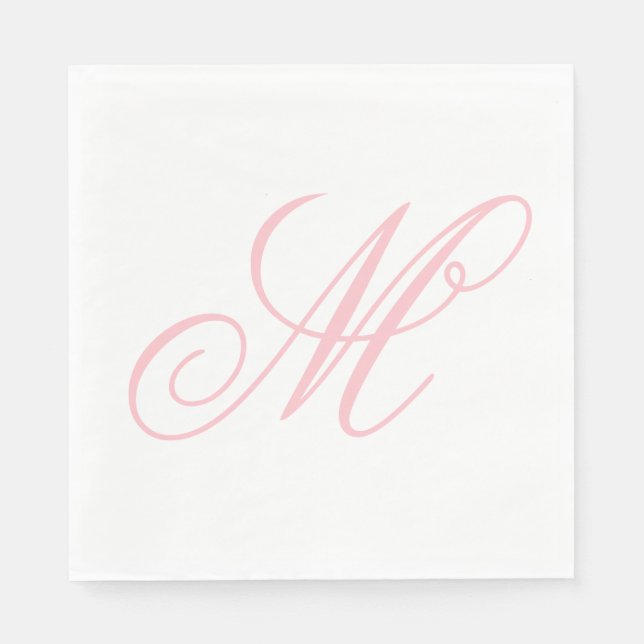 Serviette En Papier Monogramme Initial Élégant Rose  (Devant)