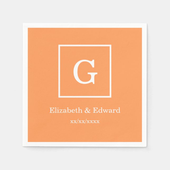 Serviette En Papier Monogramme initial encadré par blanc foncé de (Devant)