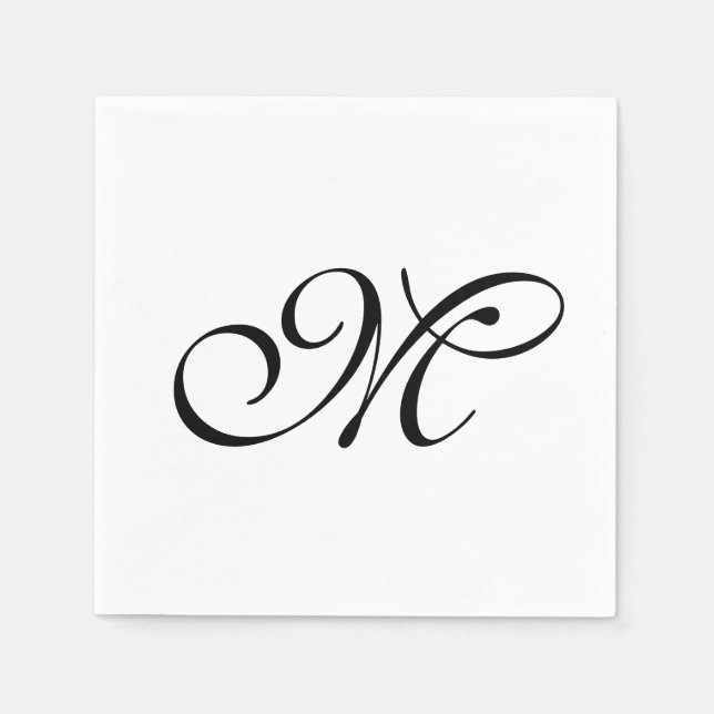 Serviette En Papier Monogramme Initial Minimaliste  (Devant)