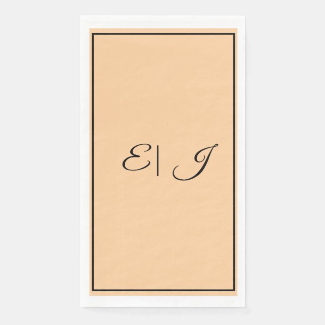 Serviette En Papier Monogramme Initial Retro Écriture Corail Orange Ma (Devant)