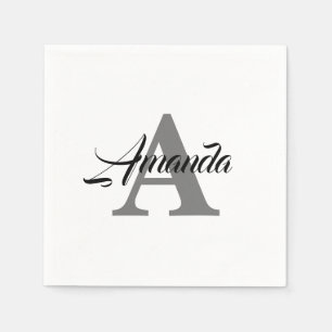 Serviette En Papier Monogramme Initial Simple Élégant Nom Personnalisé