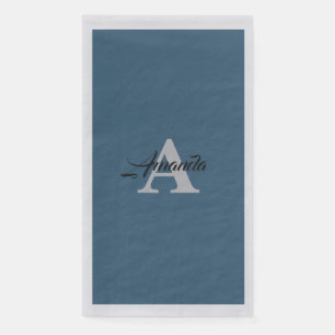 Serviette En Papier Monogramme Initial Simple Personnalisé Bleu Poussi