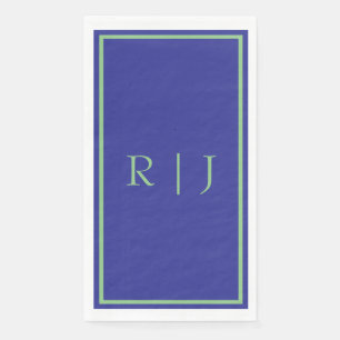 Serviette En Papier Monogramme Initial Vert Sauge Bleu Marine Mariage 