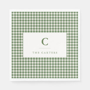 Serviette En Papier Monogramme initiale du nom de famille à carreaux G