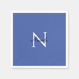 Serviette En Papier Monogramme Initiale Nom Propre Manuscrit Bleu