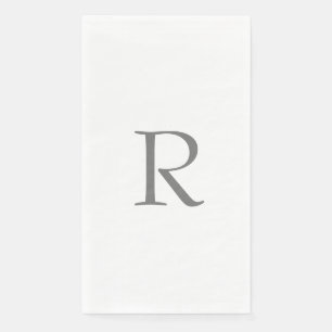 Serviette En Papier Monogramme Initiales Nom Gris Gris Blanc
