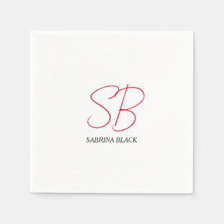 Serviette En Papier Monogramme Initiales Nom Plain Moderne Minimaliste