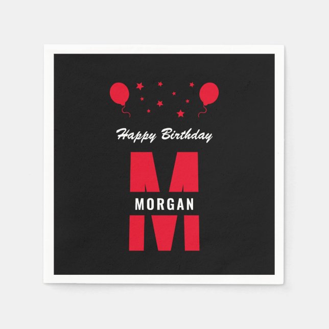 Serviette En Papier Monogramme Joyeux Anniversaire N'Importe Quel Âge  (Devant)