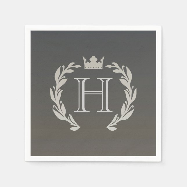 Serviette En Papier Monogramme Laurel Wreath (Devant)