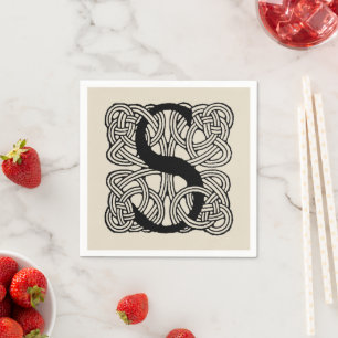 Serviette En Papier Monogramme lettre S Impression vintage nœud celtiq