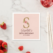 Monogramme Lettre S Or Roses Rose Pâle