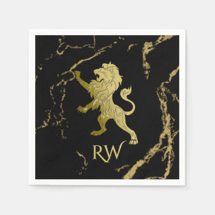 Serviette En Papier Monogramme Lion Royal Doré