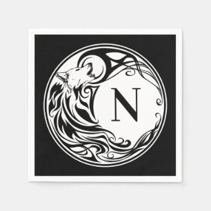 Serviette En Papier Monogramme Loup Tribal