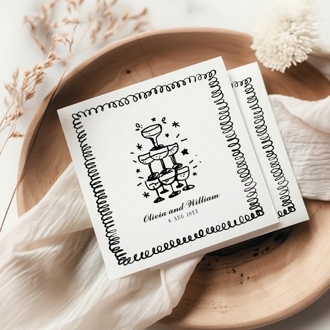 Serviette En Papier Monogramme Mariage à main lunaire (Créateur téléchargé)