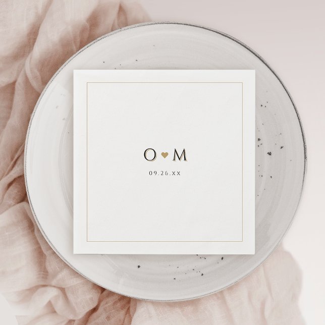 Serviette En Papier Monogramme Mariage classique moderne simple et élé (Simple Elegant Modern Classy Wedding Monogram Napkins)