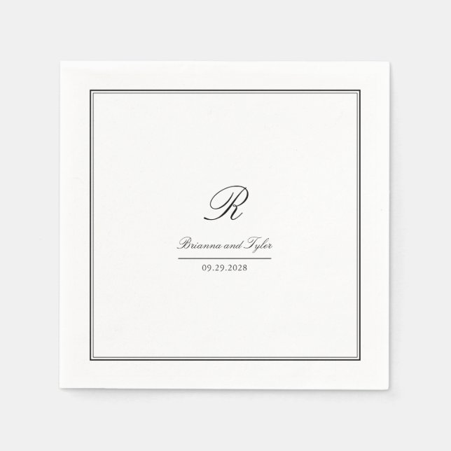 Serviette En Papier Monogramme Mariage classique simple et élégant (Devant)