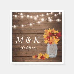 Serviette En Papier Monogramme Mariage de automne rustique Lumières à
