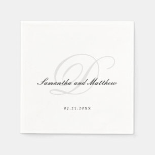 Serviette En Papier Monogramme Mariage de script traditionnel simple e