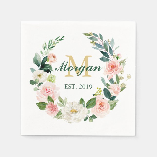 Serviette En Papier Monogramme Mariage Napkin établi (Devant)