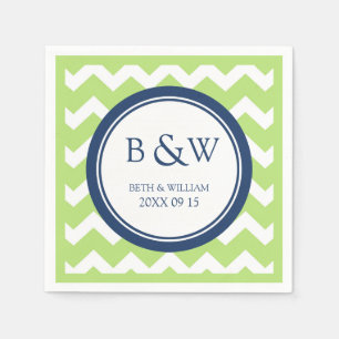 Serviette En Papier Monogramme Mariage Napkin Lime Blue Chevron person