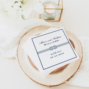 Serviette En Papier Monogramme Mariage nautique bleu marine