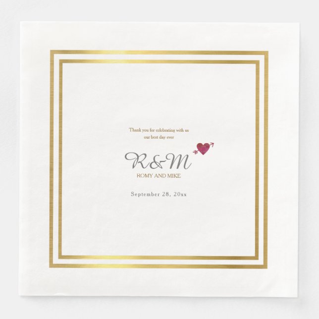 Serviette En Papier monogramme mariage sur le dîner blanc (Devant)