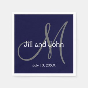 Serviette En Papier Monogramme Mariée Groom Date Mariage Papier servie