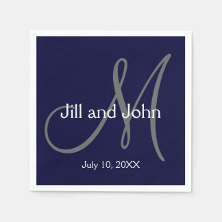 Serviette En Papier Monogramme Mariée Groom Date Mariage Papier servie