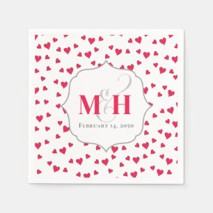 Serviette En Papier Monogramme Mignon Fantaisiste Tendance Cœurs Éléga