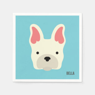 Serviette En Papier Monogramme.Mignonne Chien-taureau français.