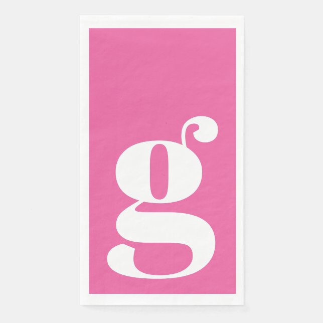 Serviette En Papier Monogramme minimal initial en gras rose chaud (Devant)