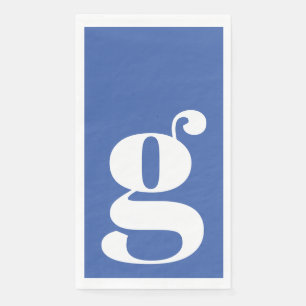 Serviette En Papier Monogramme minimal initial Gras bleu français