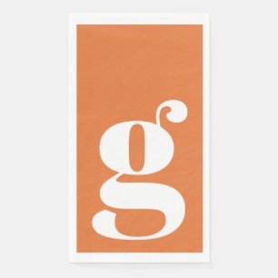 Serviette En Papier Monogramme minimal initial Gras brûlé orange