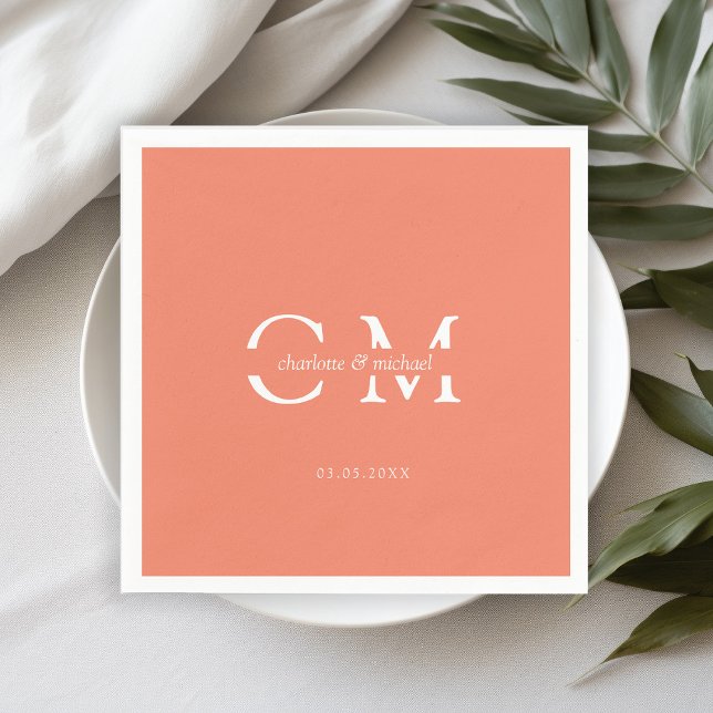 Serviette En Papier Monogramme minimal moderne (Créateur téléchargé)