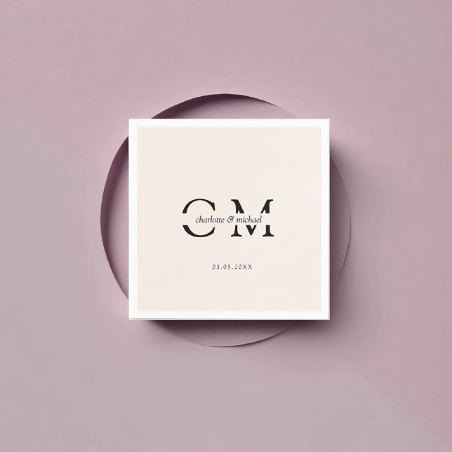 Serviette En Papier Monogramme minimal moderne (Créateur téléchargé)