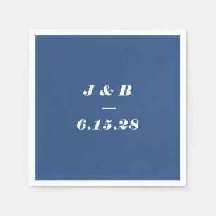 Serviette En Papier Monogramme minimaliste Cobalt Blue Mariage personn