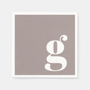Serviette En Papier Monogramme minimaliste initial en marron taupe 