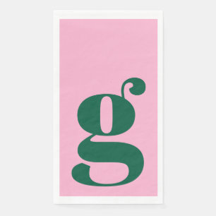 Serviette En Papier Monogramme minimaliste initial gras rose vert