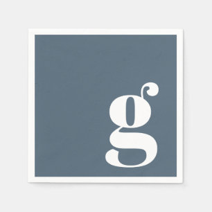 Serviette En Papier Monogramme Minimaliste Initiale en Bleu Foncé Pous