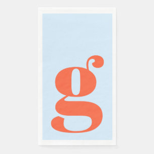 Serviette En Papier Monogramme Minimaliste Initiale Gras Bleu Orange