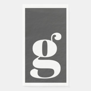 Serviette En Papier Monogramme Minimaliste Initiale Gras Noir